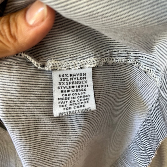 Habitat Sz S Oversized Hand Pockets Stretch Striped Wash Blue White Jacket - Picture 8 of 8